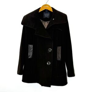 Mackage wool/cashmere coat leather trim